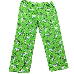 * Disney XL Green Pajama Bottoms with tinker bell Character Design soft fleece